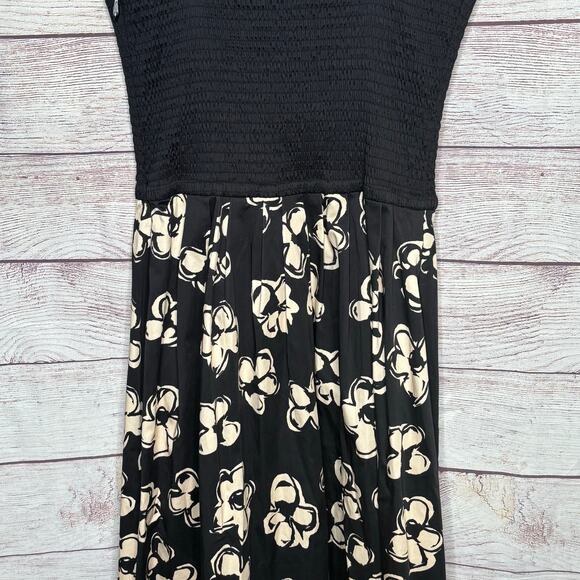 Marina Moscone Smocked Cotton Bustier Trendy Designer Lux Midi Dress Size 8 - Picture 6 of 16